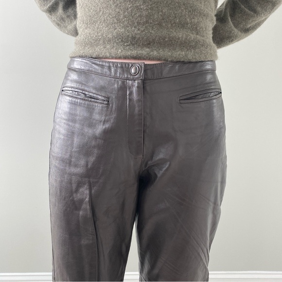 100% Leather Chocolate Brown Pants - Picture 3 of 8